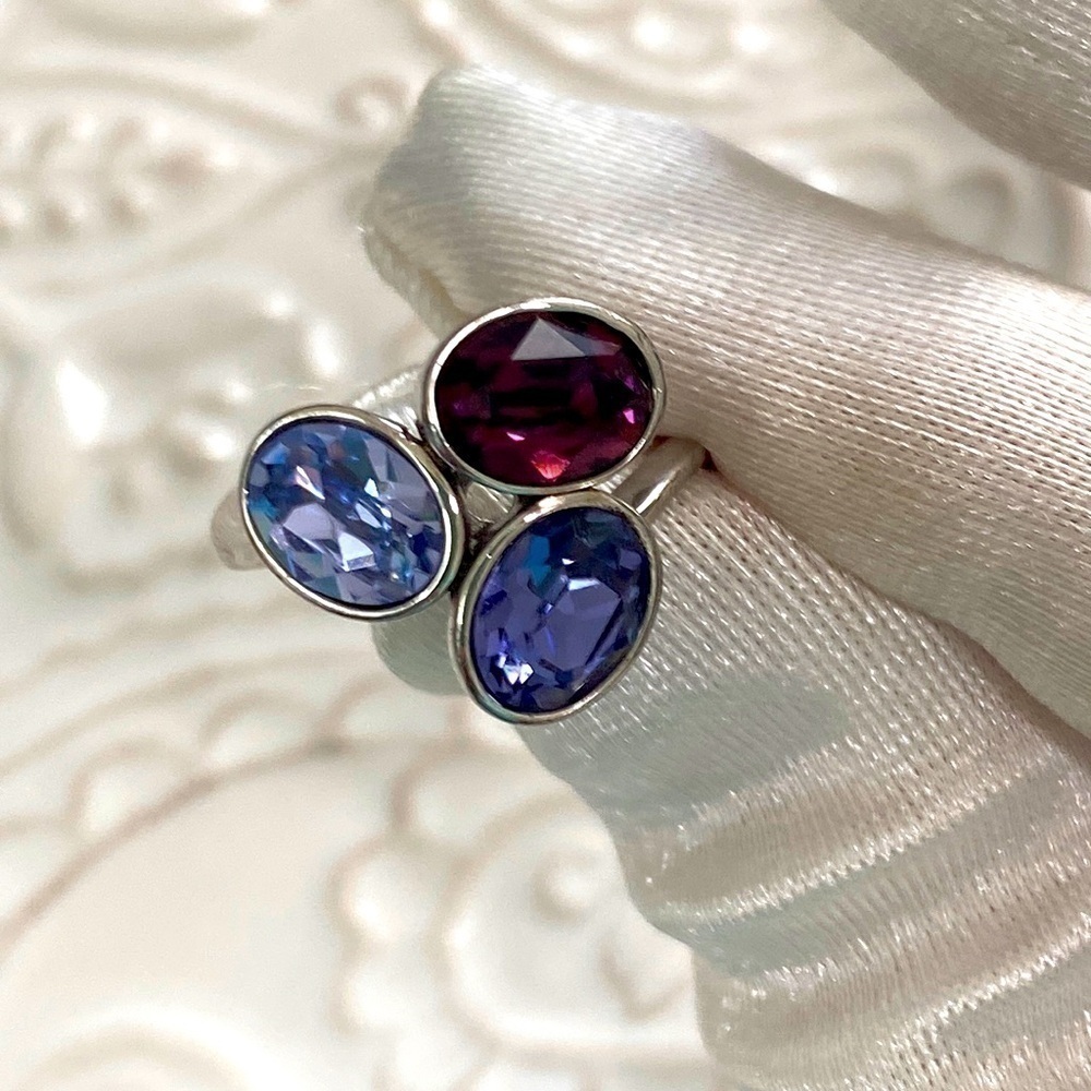 Amethyst Tanzanite Lavender Haze Gemstone Cluster Sterling Silver Ring